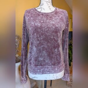 Mineral Wash White Fawn Velour Mauve Sweatshirt Size Small